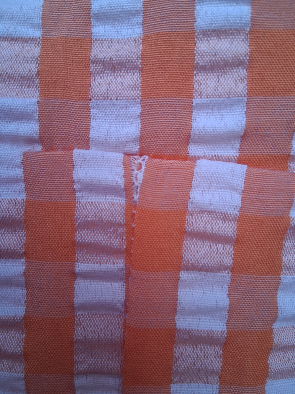 Orange and White Gingham Puff-Sleeve Blouse - Picture 6 of 6